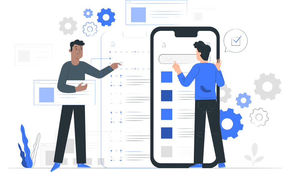 Illustration of designing a webpage.